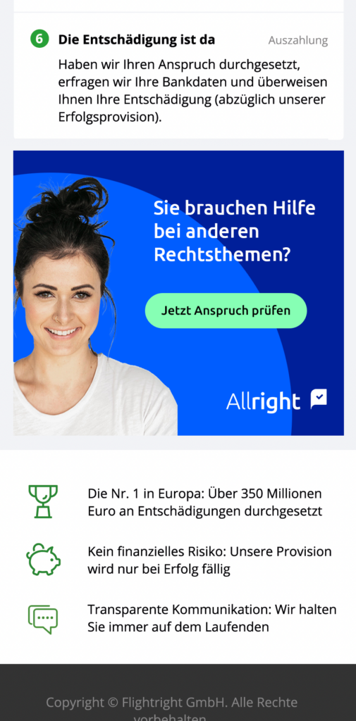 Flightright Thank you Scree